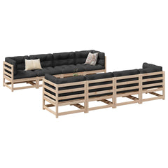 vidaXL 9 Piece Patio Sofa Set with Cushions Solid Wood Pine-0