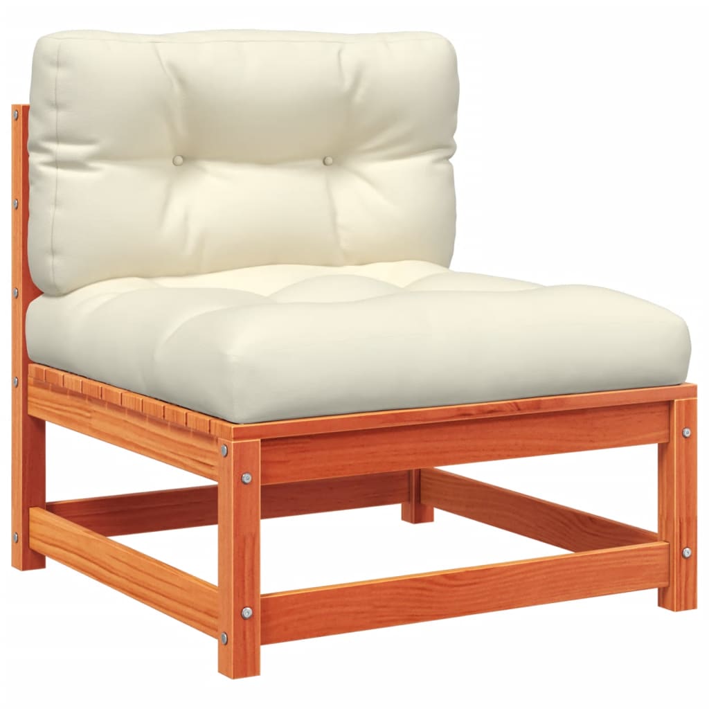 vidaXL 5 Piece Patio Sofa Set with Cushions Wax Brown Solid Wood Pine-4