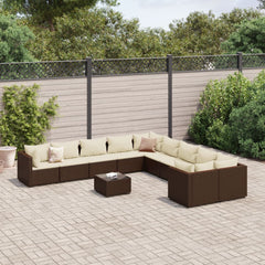 vidaXL 11 Piece Patio Sofa Set with Cushions Black Poly Rattan-10