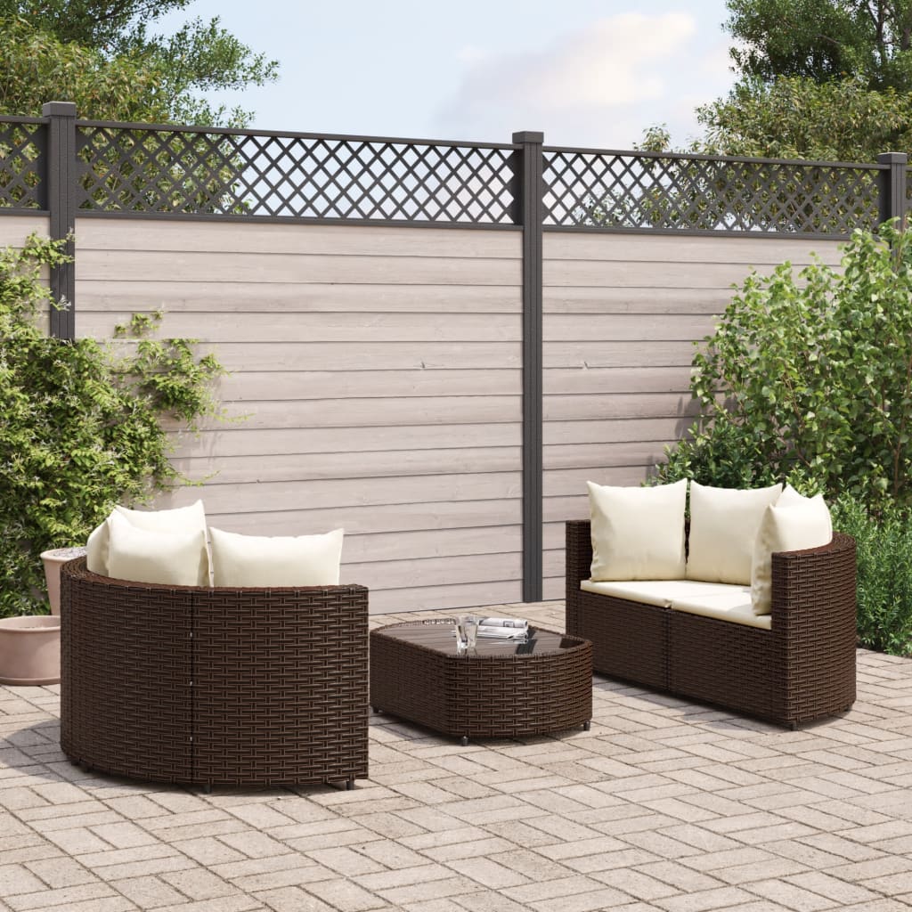 vidaXL Patio Sofa Set with Cushions Lounge Setting Outdoor 5 Piece Poly Rattan-8
