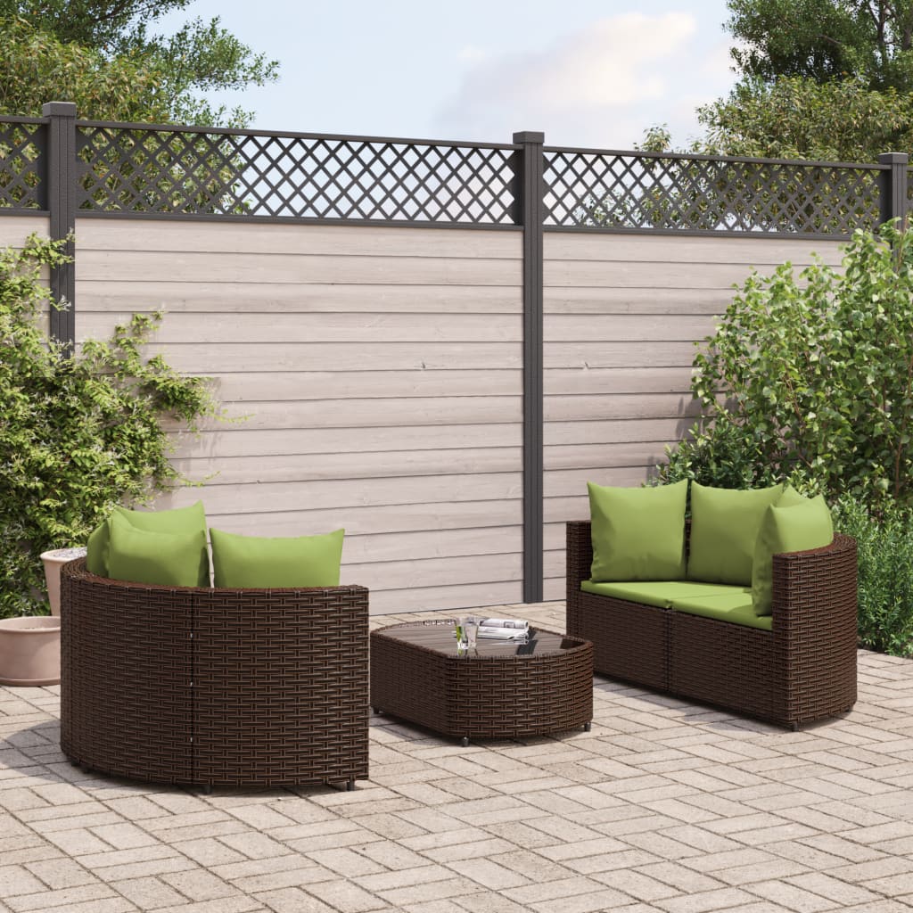 vidaXL Patio Sofa Set with Cushions Lounge Setting Outdoor 5 Piece Poly Rattan-9