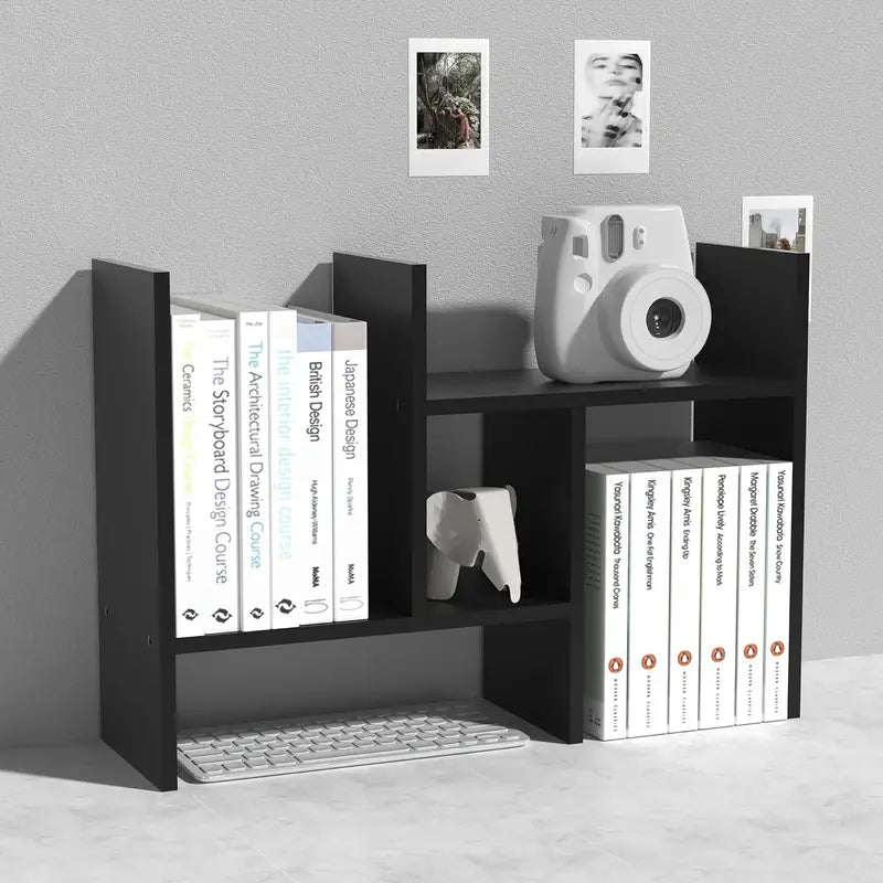 Adjustable Wood Bookshelf: Classic Desk Organizer & Storage Rack-1