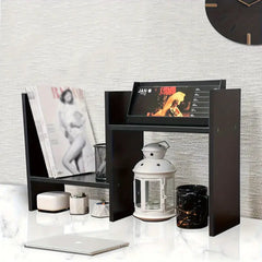 Adjustable Wood Bookshelf: Classic Desk Organizer & Storage Rack-2