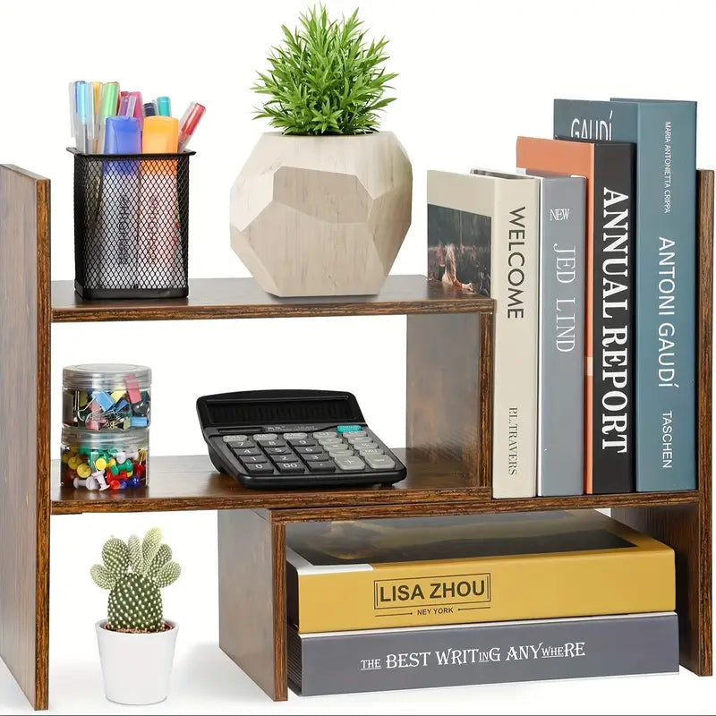 Minimalist Desktop Bookshelf - Compact Office Storage Solution-3