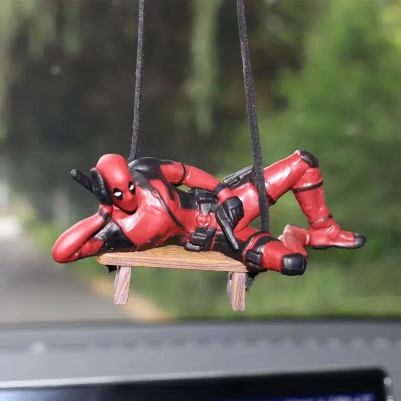 Cartoon Deadpool Car Mirror Pendant Decor-9