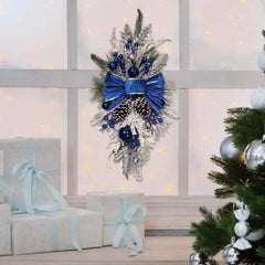 Christmas Wreath Rustic Double Pinecone Decor-3