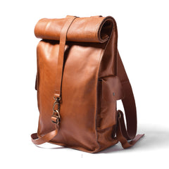107 Leather Rolltop Backpack- Tan-2
