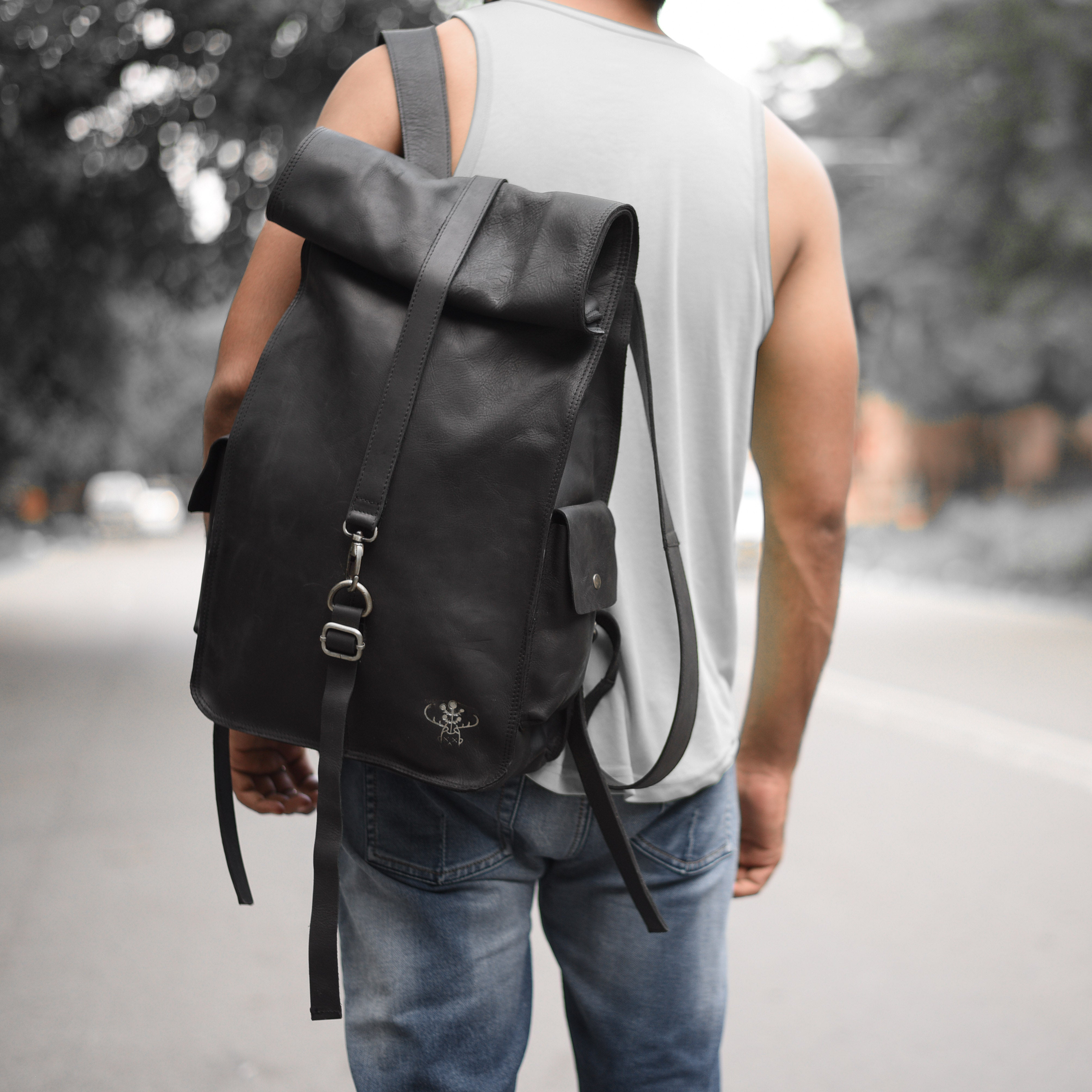 107 Leather Rolltop Backpack-1