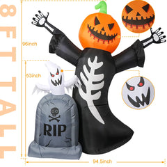 Halloween Pumpkin Skeleton Tombstone Yard Decor-2