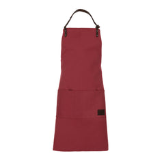 K0015XB | Grembiule da Lavoro in Canvas/ Vera Pelle pieno fiore, volanata. Colore Bordeaux/Testa Moro. Accessori Nickel Anticato. Dimensioni: cm 70 x 90 x 0,5. Confezione: Polybag-0