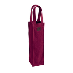 K0016XB | Borsa Porta Bottiglia in Canvas/ Vera Pelle pieno fiore, volanata. Colore Bordeaux/Testa Moro. Capacità: 1 bottiglia. Dimensioni: cm 10 x 37 x 10. Confezione: Polybag-1