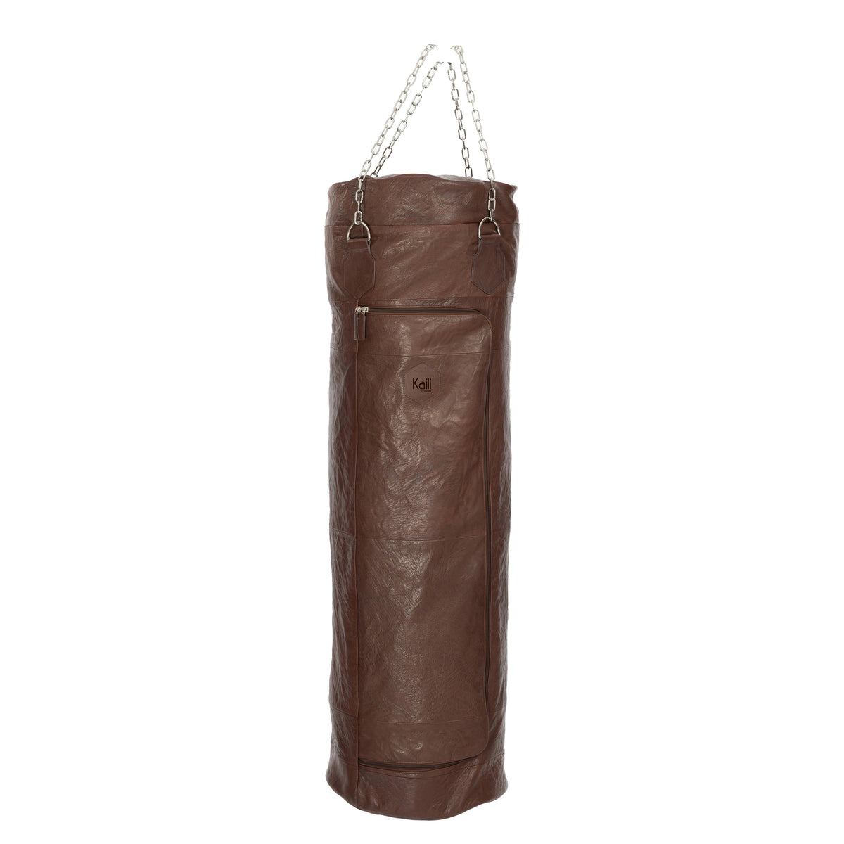 K0036BB | Sacco Da Boxe Contenitore in Vera Pelle, pieno fiore, volanata - Colore Testa Moro - Accessori Nickel lucido. Dimensioni: cm 35 x 35 x 120 - Confezione: Sacchetto Tnt-0