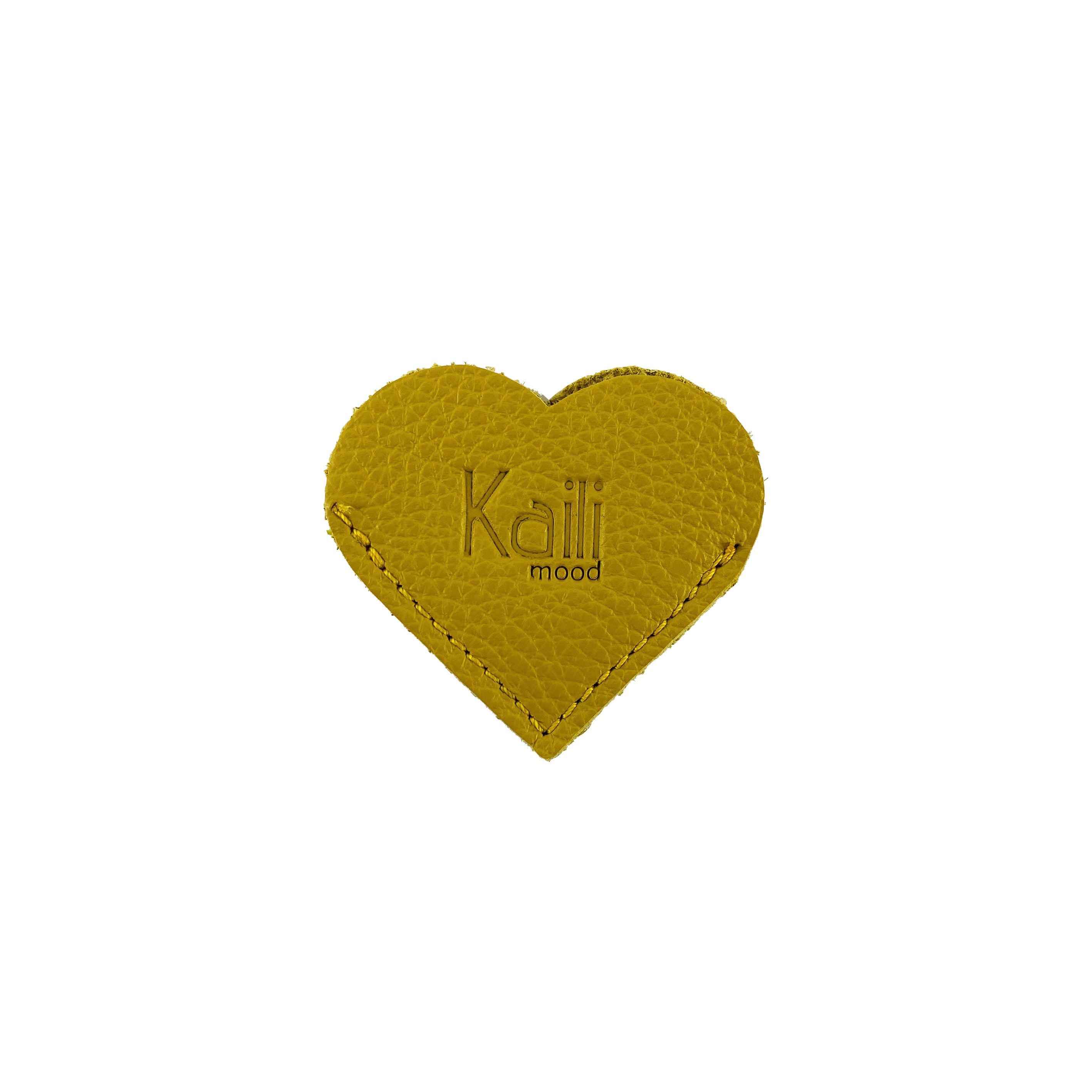 K0038RB | Heart Bookmark Made in Italy in Genuine Full Grain Leather, Dollar Grain - Yellow Color - Dimensions: 6 x 5.5 x 0.5 cm - Packaging: Rigid Gift Box with bottom/lid-0