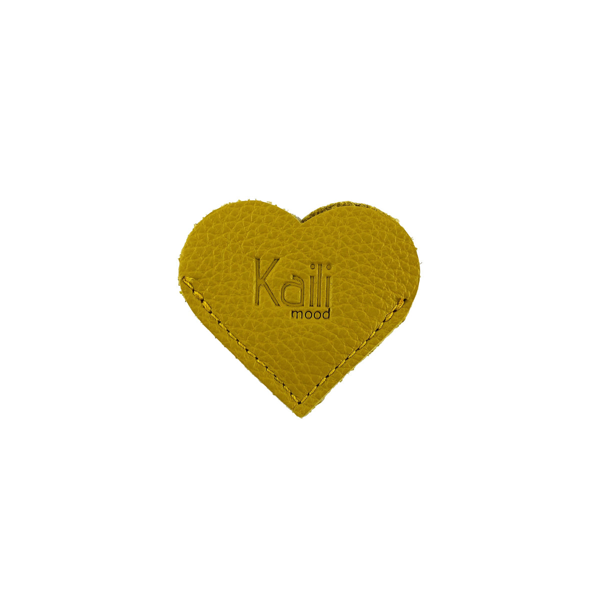 K0038RB | Heart Bookmark Made in Italy in Genuine Full Grain Leather, Dollar Grain - Yellow Color - Dimensions: 6 x 5.5 x 0.5 cm - Packaging: Rigid Gift Box with bottom/lid-0