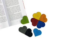 K0038RB | Heart Bookmark Made in Italy in Genuine Full Grain Leather, Dollar Grain - Yellow Color - Dimensions: 6 x 5.5 x 0.5 cm - Packaging: Rigid Gift Box with bottom/lid-1