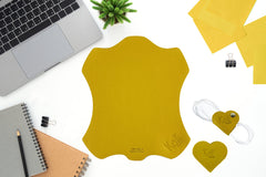 K0038RB | Heart Bookmark Made in Italy in Genuine Full Grain Leather, Dollar Grain - Yellow Color - Dimensions: 6 x 5.5 x 0.5 cm - Packaging: Rigid Gift Box with bottom/lid-2