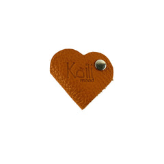 K0039LB | Heart Cable Winder Made in Italy in Genuine Full Grain Leather, Dollar Grain - Orange Color - Dimensions: 5 x 8 x 0.5 cm - Packaging: Rigid Gift Box with bottom/lid-3