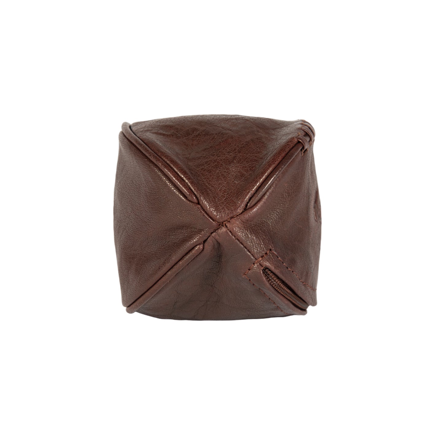 K10655BB | Mini Clutch/Keychain in Genuine Full-Grain Leather, Milled. Dark Brown Color. Polished Nickel Accessories. Dimensions: 12.5 x 7.5 x 7.5 cm. Packaging: Non-woven bag-3