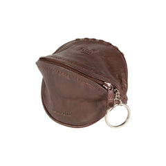 K10655BB | Mini Clutch/Keychain in Genuine Full-Grain Leather, Milled. Dark Brown Color. Polished Nickel Accessories. Dimensions: 12.5 x 7.5 x 7.5 cm. Packaging: Non-woven bag-0