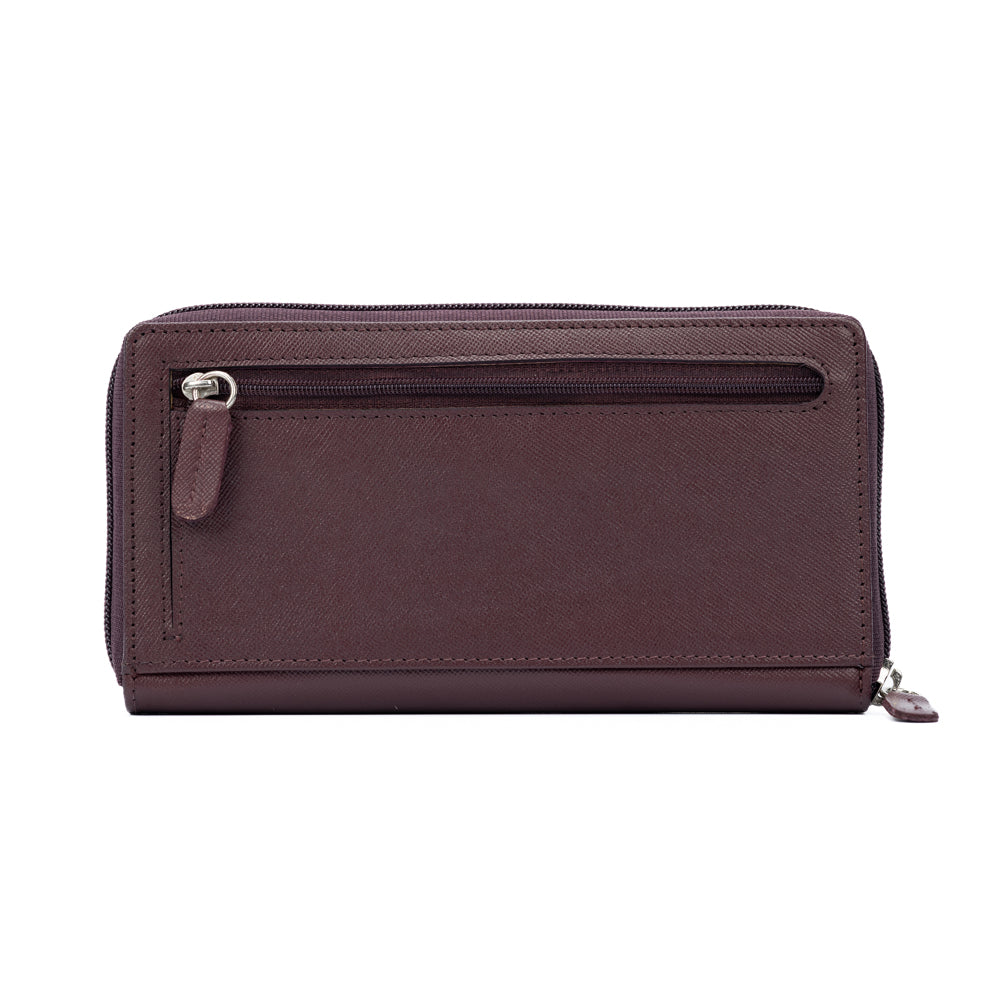K10838XB | Women's Wallet in Genuine Saffiano Leather. Burgundy color. 6 credit card slots. Closed dimensions: 18.5 x 10 x 2.5 cm. Packaging: Rigid gift box with bottom/lid-1