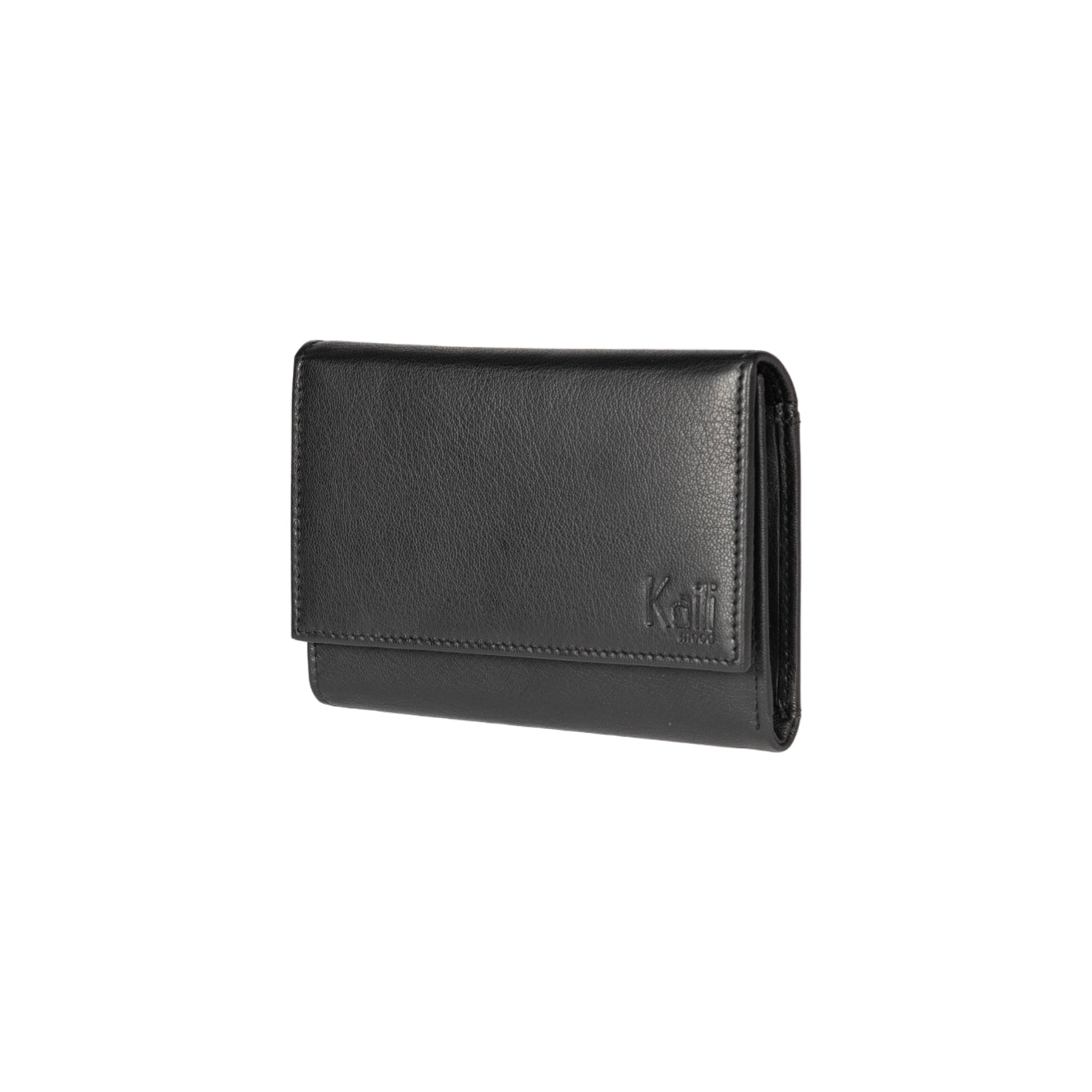 K11433AB | Women's wallet in genuine full-grain leather with a light grain. Black color. Closed dimensions: 14 x 10.5 x 2.5 cm. Packaging: Rigid gift box with bottom/lid-0