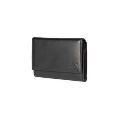 K11433AB | Women's wallet in genuine full-grain leather with a light grain. Black color. Closed dimensions: 14 x 10.5 x 2.5 cm. Packaging: Rigid gift box with bottom/lid-0