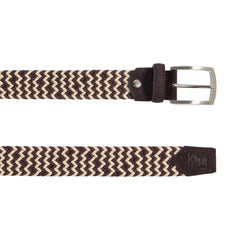 K4004HB | Cintura Intrecciata in Elastico/Pelle. Colore Testa Moro/Corda. Fibbia Nickel Satinato. Dimensioni: cm 120x3,5x0,5 (giro vita cm 105). Confezione: Gift Box rigido fondo/coperchio-1