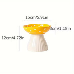 Mushroom Shape Ceramic Cat Food Bowl-1
