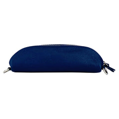RB1015D | Genuine Leather Bum Bag with Removable Shoulder Strap Made in Italy. Polished Nickel Metal Snap Hook Attachments. Blue Color. Dimensions: 24 x 14 x 7 cm.-3