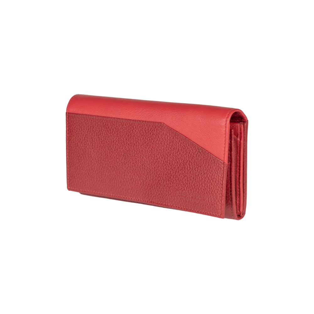 RB12129V | Women's Wallet in Genuine Full-Grain Leather, Dollar Grain/Light. Color: Red. RFID Protection. Closed Dimensions: 18.5 x 10 x 3 cm. Packaging: Gift box bottom/lid-0