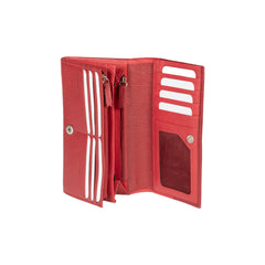 RB12129V | Women's Wallet in Genuine Full-Grain Leather, Dollar Grain/Light. Color: Red. RFID Protection. Closed Dimensions: 18.5 x 10 x 3 cm. Packaging: Gift box bottom/lid-1