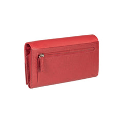 RB12129V | Women's Wallet in Genuine Full-Grain Leather, Dollar Grain/Light. Color: Red. RFID Protection. Closed Dimensions: 18.5 x 10 x 3 cm. Packaging: Gift box bottom/lid-3