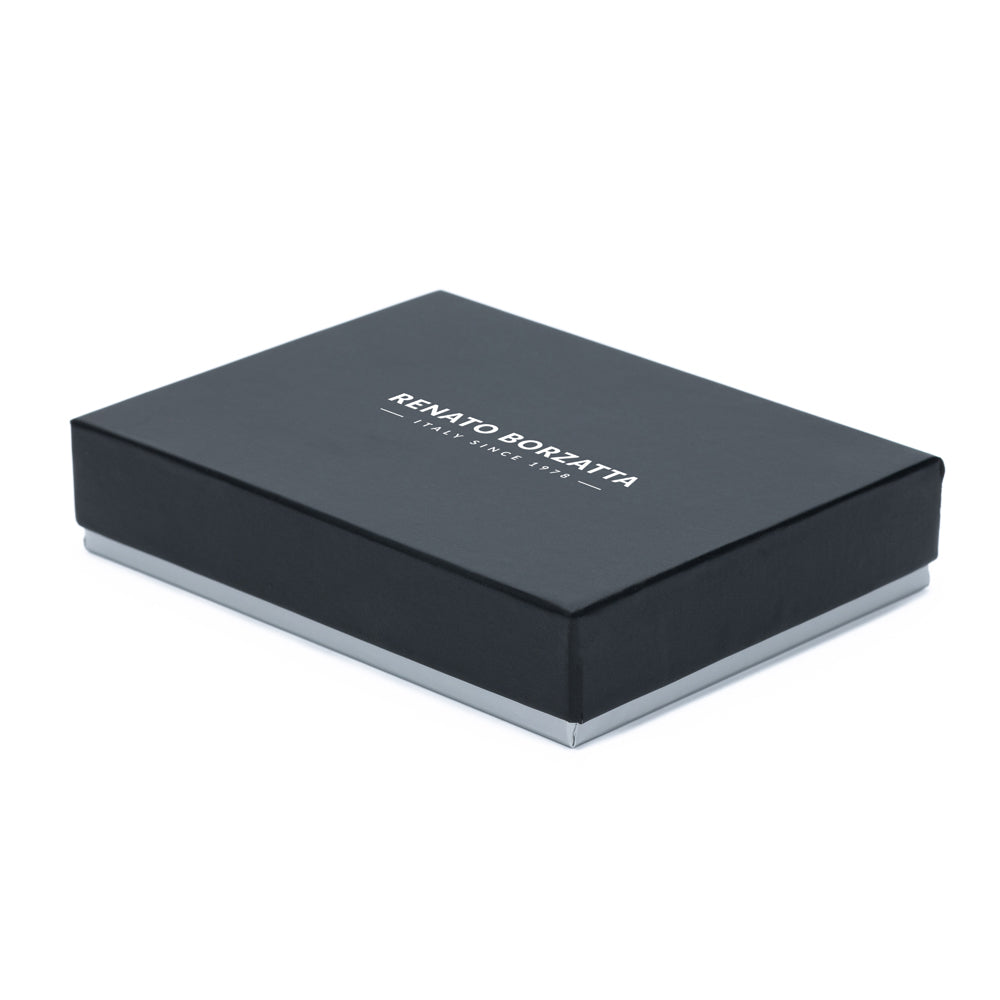 RB12129V | Women's Wallet in Genuine Full-Grain Leather, Dollar Grain/Light. Color: Red. RFID Protection. Closed Dimensions: 18.5 x 10 x 3 cm. Packaging: Gift box bottom/lid-4