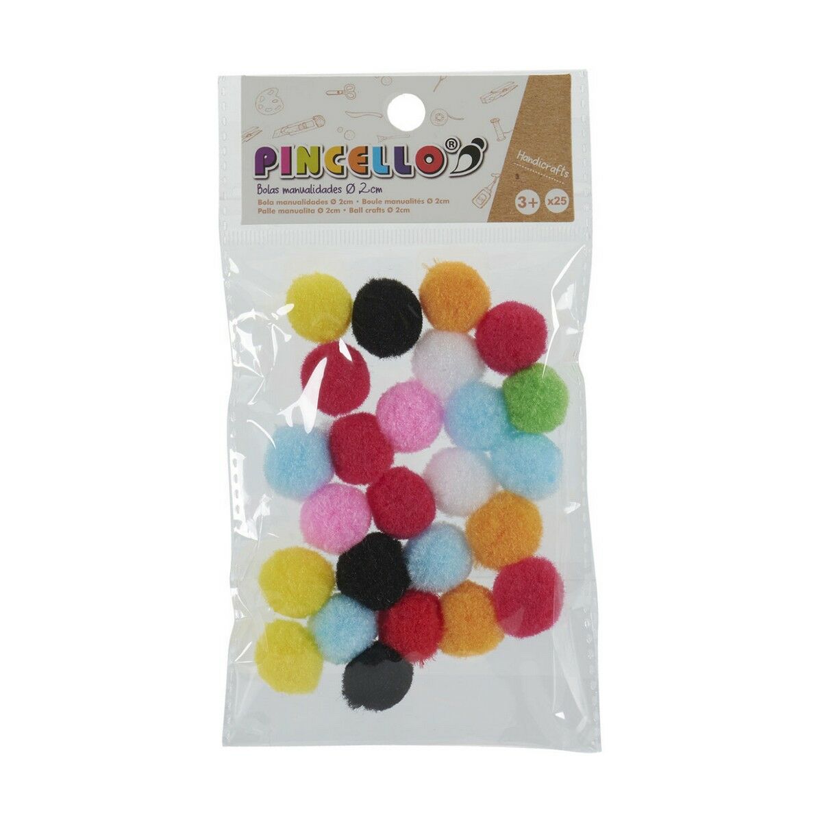 Materials for Handicrafts Pincello Balls Multicolour Ø 2 cm 12 Units-1