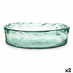Centerpiece Gift Decor A03730 Transparent Crystal Recycled glass 30 x 8 x 30 cm (2 Units)-0
