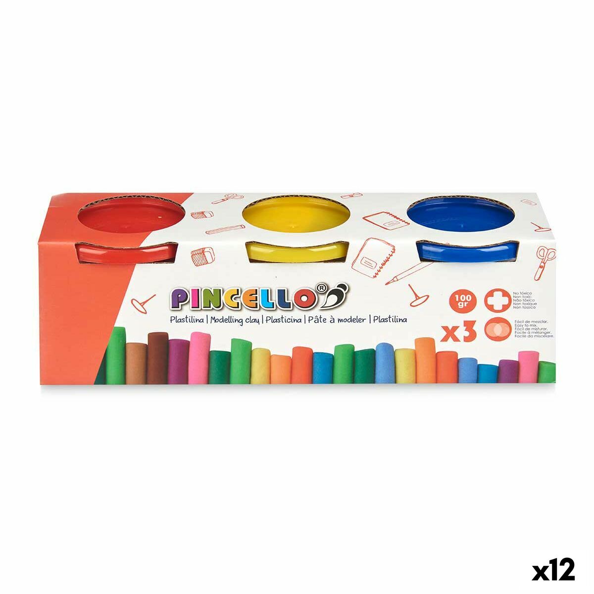 Modelling Clay Game Pincello 501 Yellow Blue Red (12 Units)-0