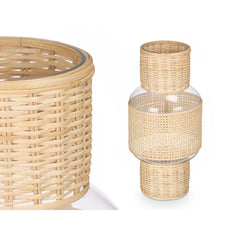 Candleholder Gift Decor SG-29652 Transparent Natural Glass Rattan 18 x 38 x 18 cm (4 Units)-2