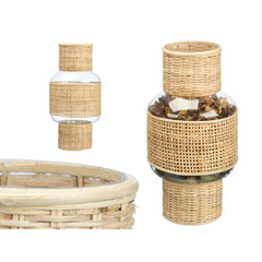 Candleholder Gift Decor SG-29652 Transparent Natural Glass Rattan 18 x 38 x 18 cm (4 Units)-1