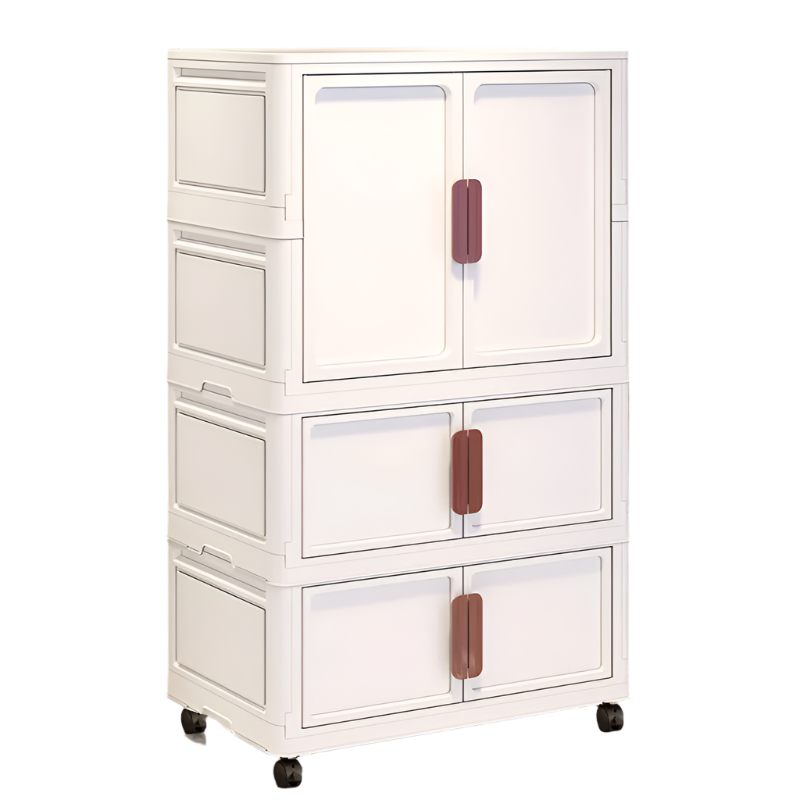 60cm Foldable Plastic Storage Cabinet with 2 Small Compartments-0