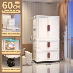 60cm Foldable Plastic Storage Cabinet with 2 Small Compartments-1