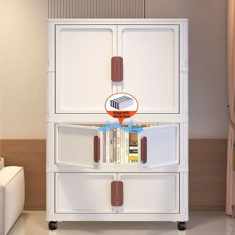 60cm Foldable Plastic Storage Cabinet with 2 Small Compartments-2