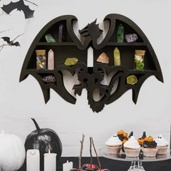 Dragon Guardian: Handcrafted Wooden Crystal Wall Display-3