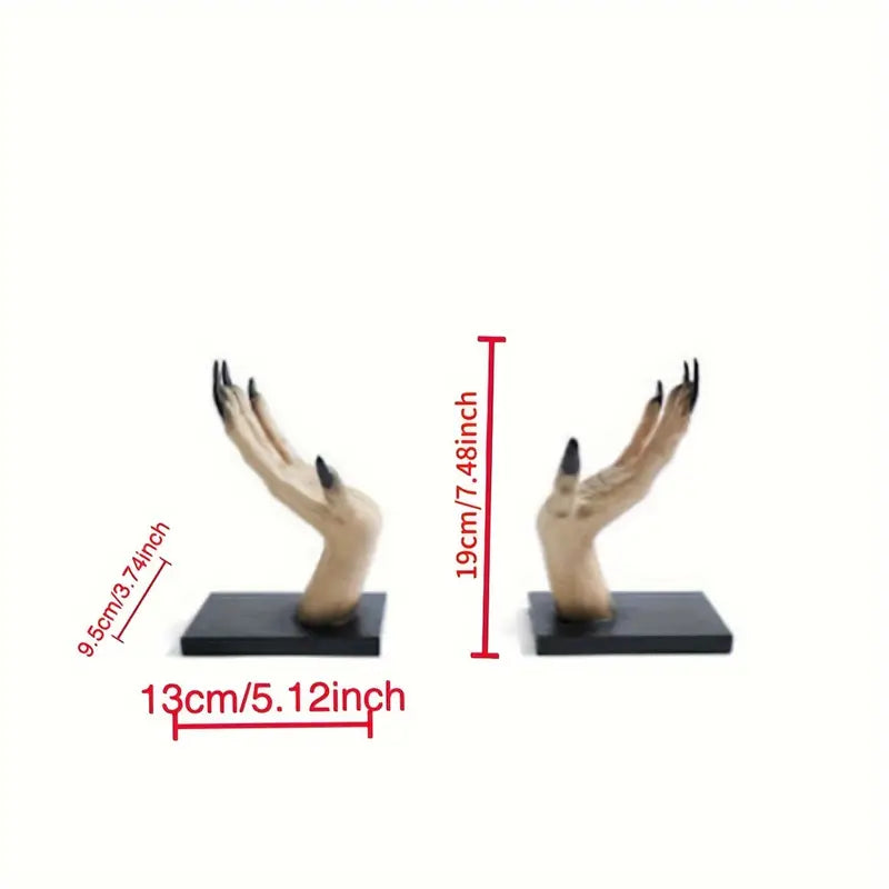 2-Piece Hand Bookends - Resin Decor-1