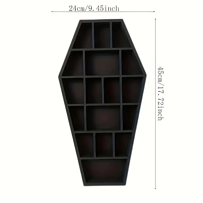 Gothic Coffin Shaped Wooden Wall Shelf - Hexagonal-4