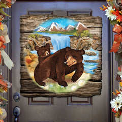 Bear Cabin Wildlife Door Decor - Wildlife Holiday Decor - 8114081H-0