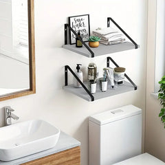 Rustic Wooden Wall Mounted Floating Shelf Set (2pcs)-2