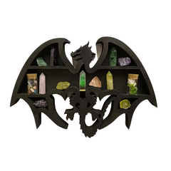 Dragon Guardian: Handcrafted Wooden Crystal Wall Display-0
