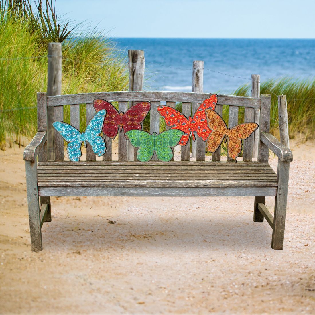 Butterfly Set of 8 Decor Rustic Bench and Wall Decor - G. DeBrekht - Nature Wildlife Decor  - G99719-0
