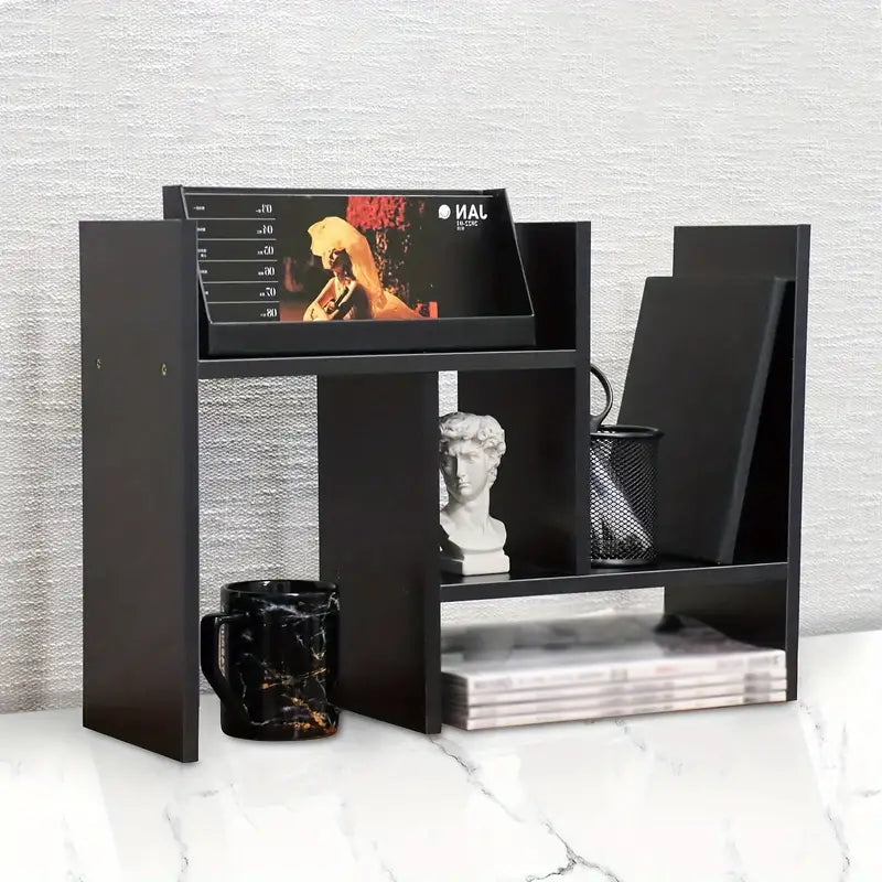 Adjustable Wood Bookshelf: Classic Desk Organizer & Storage Rack-4