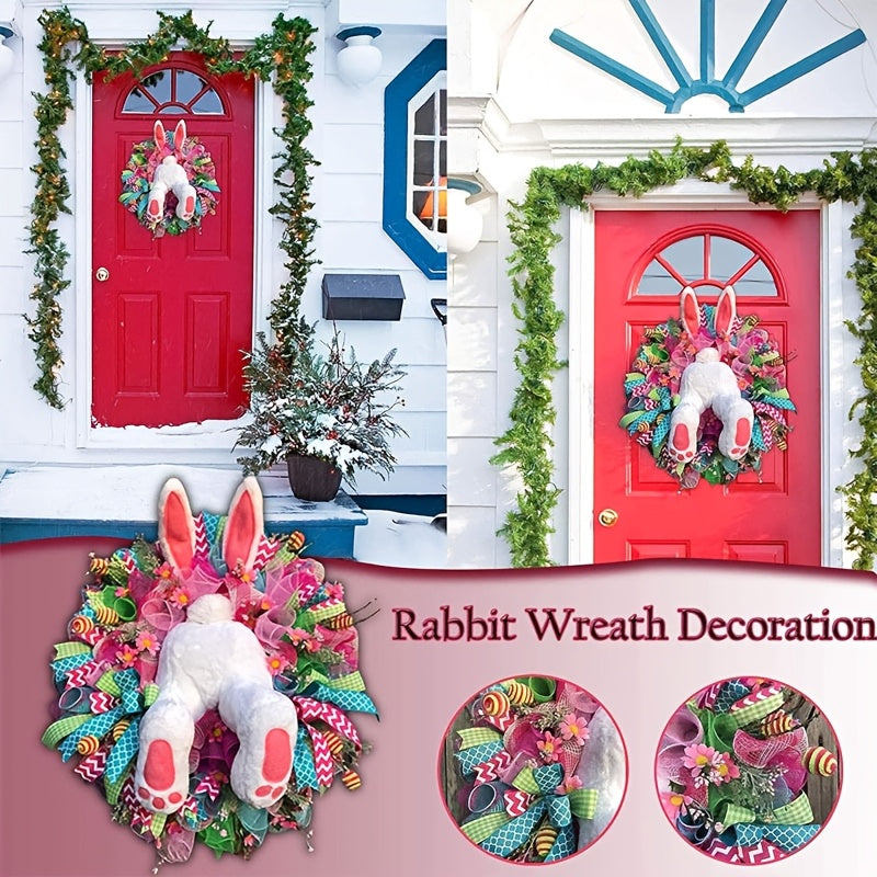 Classic Easter Bunny Wreath Door Decor-3